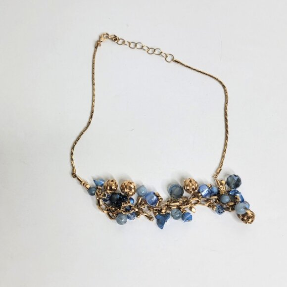 Jewelry - Vintage Blue Bead Gold Tone 23 in Necklace - VTG